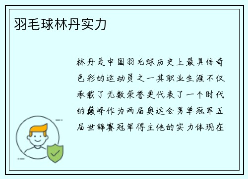 羽毛球林丹实力